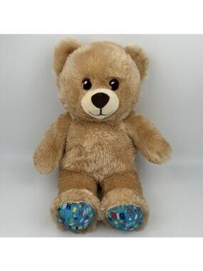 Build a Bear Happy Birthday Plush Tan Bear Blue Confetti BAB Teddy Bear 16”